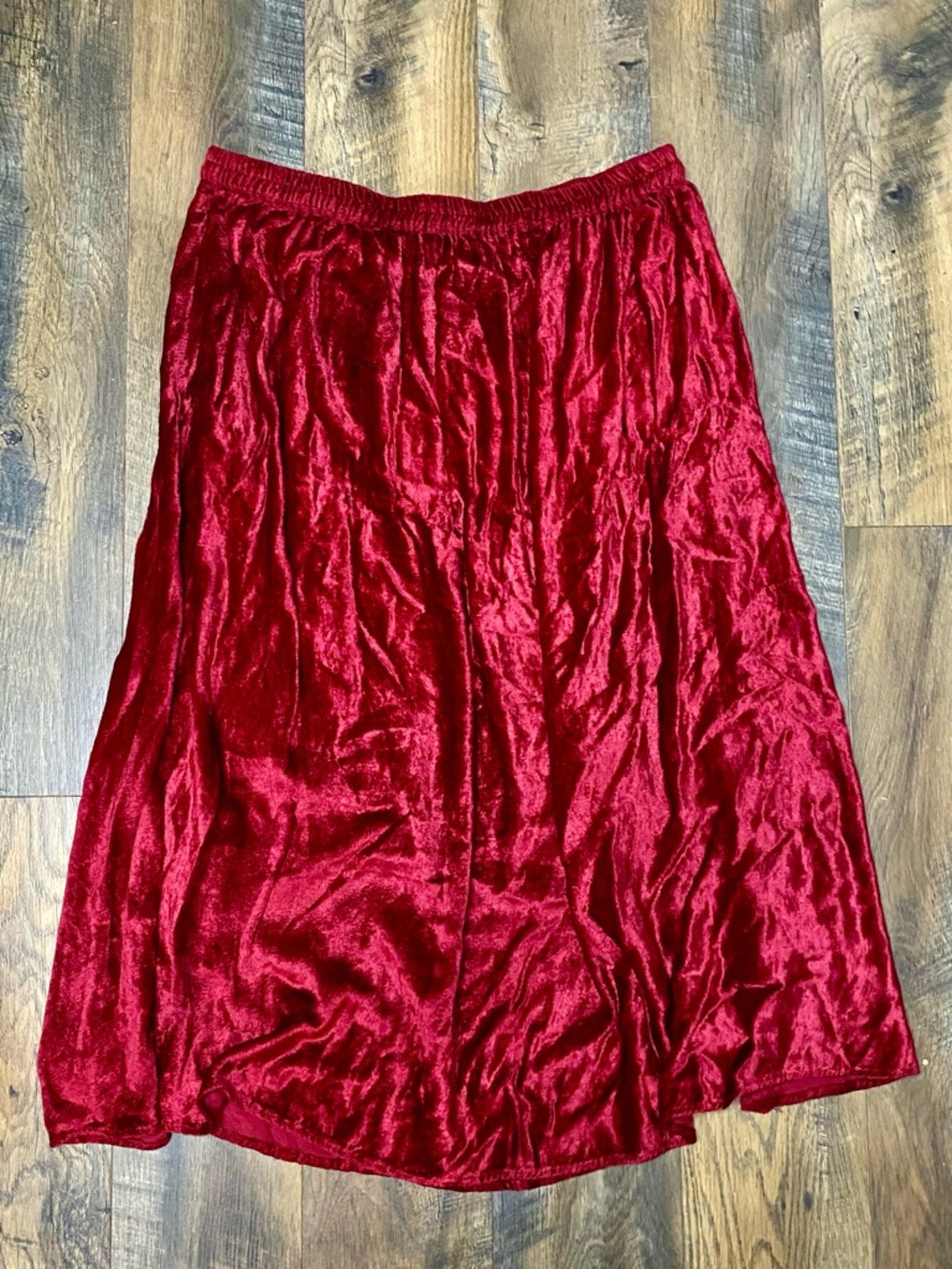 Chico's Deep Red Velvet Midi Skirt